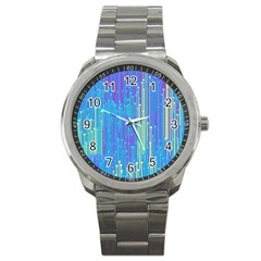 Vertical Behance Line Polka Dot Blue Green Purple Sport Metal Watch by Mariart