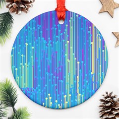 Vertical Behance Line Polka Dot Blue Green Purple Round Ornament (two Sides)