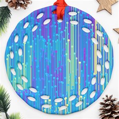 Vertical Behance Line Polka Dot Blue Green Purple Ornament (round Filigree)