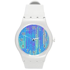 Vertical Behance Line Polka Dot Blue Green Purple Round Plastic Sport Watch (m) by Mariart