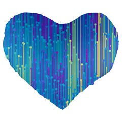 Vertical Behance Line Polka Dot Blue Green Purple Large 19  Premium Flano Heart Shape Cushions by Mariart