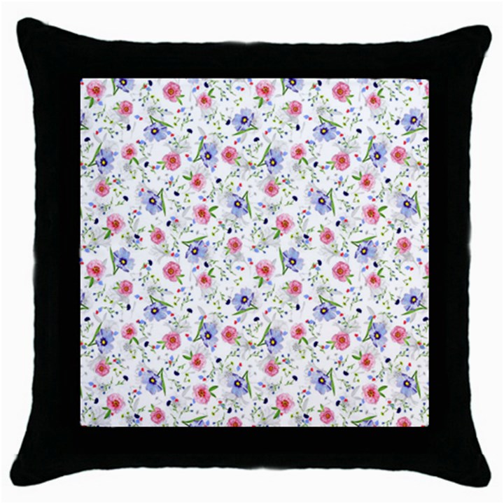 Floral pattern Throw Pillow Case (Black)