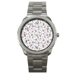 Floral Pattern Sport Metal Watch by ValentinaDesign