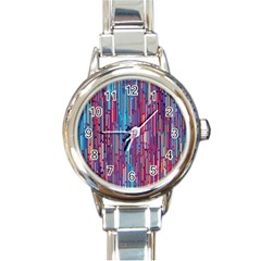 Vertical Behance Line Polka Dot Blue Green Purple Red Blue Black Round Italian Charm Watch by Mariart