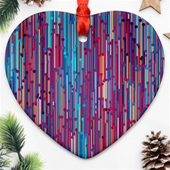 Vertical Behance Line Polka Dot Blue Green Purple Red Blue Black Ornament (heart) by Mariart