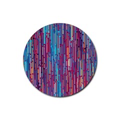 Vertical Behance Line Polka Dot Blue Green Purple Red Blue Black Rubber Coaster (Round) 