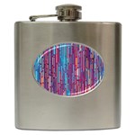 Vertical Behance Line Polka Dot Blue Green Purple Red Blue Black Hip Flask (6 oz) Front