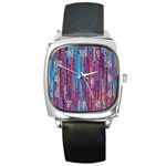 Vertical Behance Line Polka Dot Blue Green Purple Red Blue Black Square Metal Watch Front