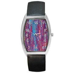 Vertical Behance Line Polka Dot Blue Green Purple Red Blue Black Barrel Style Metal Watch