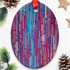 Vertical Behance Line Polka Dot Blue Green Purple Red Blue Black Oval Ornament (two Sides) by Mariart