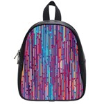 Vertical Behance Line Polka Dot Blue Green Purple Red Blue Black School Bags (Small)  Front