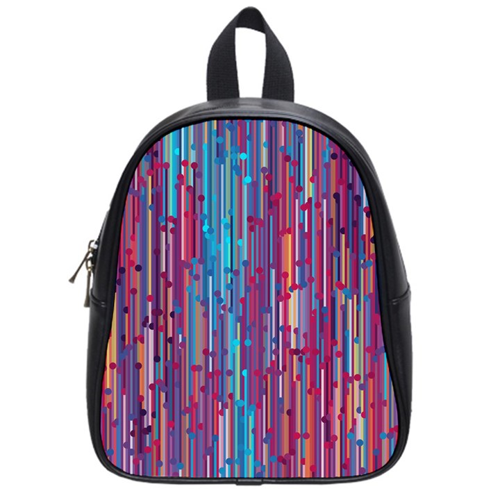 Vertical Behance Line Polka Dot Blue Green Purple Red Blue Black School Bags (Small) 