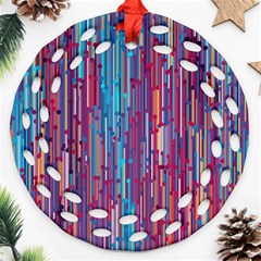 Vertical Behance Line Polka Dot Blue Green Purple Red Blue Black Ornament (Round Filigree)