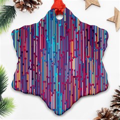 Vertical Behance Line Polka Dot Blue Green Purple Red Blue Black Snowflake Ornament (Two Sides)