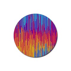 Vertical Behance Line Polka Dot Blue Red Orange Rubber Coaster (round)  by Mariart