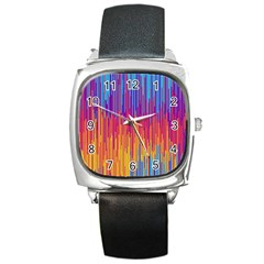 Vertical Behance Line Polka Dot Blue Red Orange Square Metal Watch by Mariart