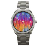 Vertical Behance Line Polka Dot Blue Red Orange Sport Metal Watch Front