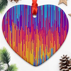 Vertical Behance Line Polka Dot Blue Red Orange Heart Ornament (two Sides) by Mariart