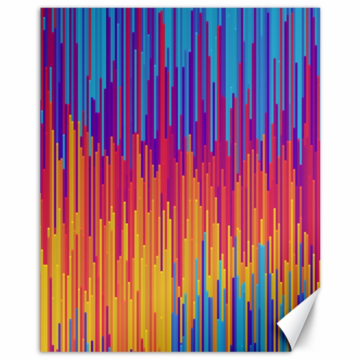 Vertical Behance Line Polka Dot Blue Red Orange Canvas 11  x 14  