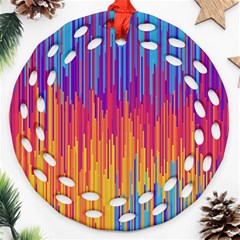 Vertical Behance Line Polka Dot Blue Red Orange Ornament (round Filigree) by Mariart