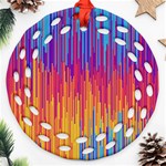 Vertical Behance Line Polka Dot Blue Red Orange Ornament (Round Filigree) Front