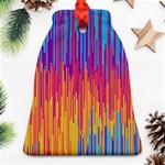 Vertical Behance Line Polka Dot Blue Red Orange Bell Ornament (Two Sides) Front