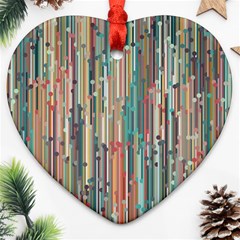 Vertical Behance Line Polka Dot Grey Blue Brown Ornament (heart) by Mariart