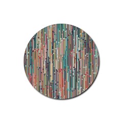 Vertical Behance Line Polka Dot Grey Blue Brown Rubber Round Coaster (4 Pack)  by Mariart