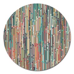 Vertical Behance Line Polka Dot Grey Blue Brown Magnet 5  (round)