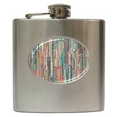 Vertical Behance Line Polka Dot Grey Blue Brown Hip Flask (6 Oz)