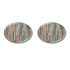 Vertical Behance Line Polka Dot Grey Blue Brown Cufflinks (Oval)