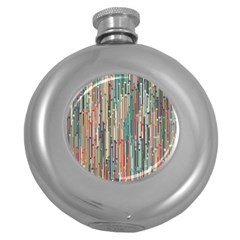 Vertical Behance Line Polka Dot Grey Blue Brown Round Hip Flask (5 Oz) by Mariart