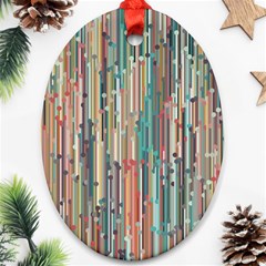 Vertical Behance Line Polka Dot Grey Blue Brown Oval Ornament (two Sides) by Mariart