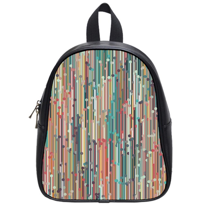 Vertical Behance Line Polka Dot Grey Blue Brown School Bags (Small) 