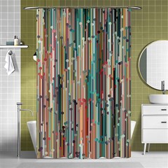 Vertical Behance Line Polka Dot Grey Blue Brown Shower Curtain 48  X 72  (small)  by Mariart