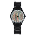 Vertical Behance Line Polka Dot Grey Blue Brown Stainless Steel Round Watch Front