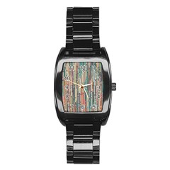 Vertical Behance Line Polka Dot Grey Blue Brown Stainless Steel Barrel Watch