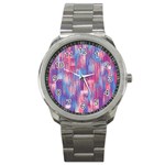 Vertical Behance Line Polka Dot Blue Green Purple Red Blue Small Sport Metal Watch Front