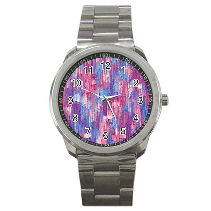 Vertical Behance Line Polka Dot Blue Green Purple Red Blue Small Sport Metal Watch