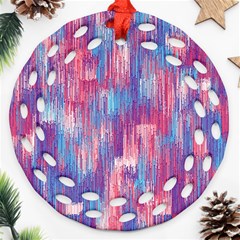 Vertical Behance Line Polka Dot Blue Green Purple Red Blue Small Ornament (round Filigree) by Mariart