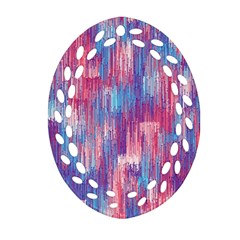 Vertical Behance Line Polka Dot Blue Green Purple Red Blue Small Ornament (oval Filigree) by Mariart