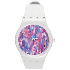 Vertical Behance Line Polka Dot Blue Green Purple Red Blue Small Round Plastic Sport Watch (m) by Mariart