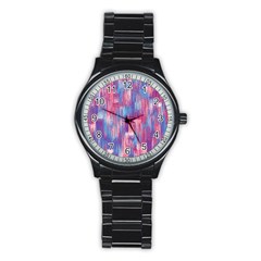 Vertical Behance Line Polka Dot Blue Green Purple Red Blue Small Stainless Steel Round Watch by Mariart