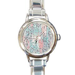 Vertical Behance Line Polka Dot Grey Pink Round Italian Charm Watch by Mariart