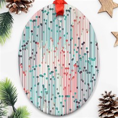 Vertical Behance Line Polka Dot Grey Pink Ornament (oval) by Mariart