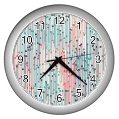 Vertical Behance Line Polka Dot Grey Pink Wall Clocks (silver)  by Mariart