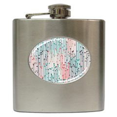 Vertical Behance Line Polka Dot Grey Pink Hip Flask (6 Oz)