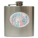 Vertical Behance Line Polka Dot Grey Pink Hip Flask (6 oz) Front