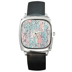 Vertical Behance Line Polka Dot Grey Pink Square Metal Watch by Mariart