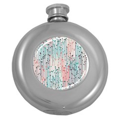 Vertical Behance Line Polka Dot Grey Pink Round Hip Flask (5 Oz) by Mariart